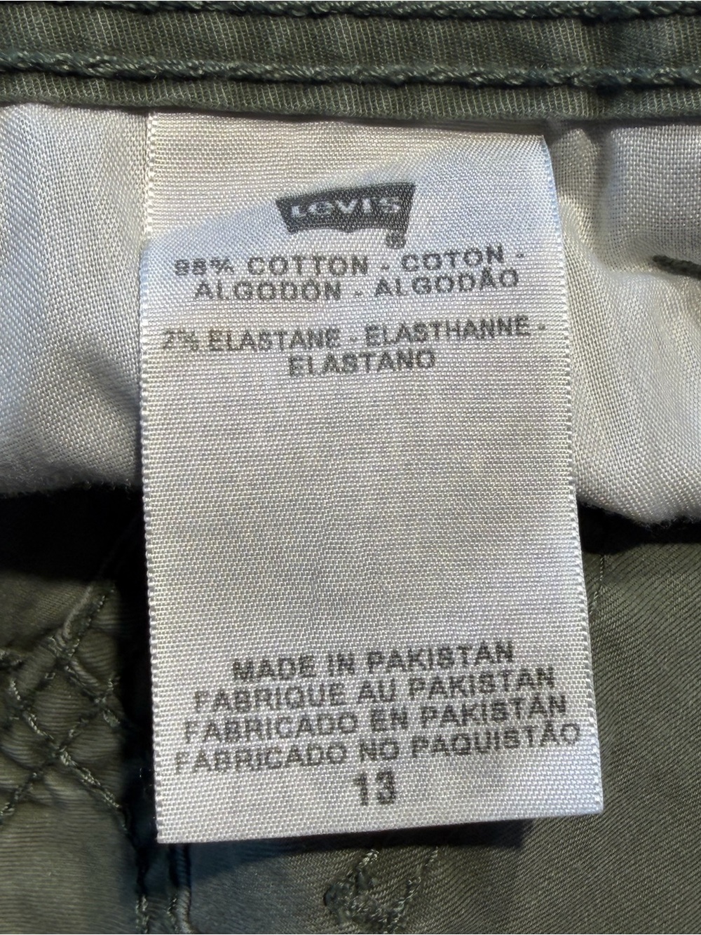 Y2K 2000’s Levi's Low Rise Baggy Cargo Capri Crop Pants Army Green Sz 13 - Picture 12 of 14